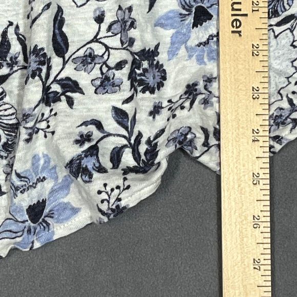 Rachel Zoe Womens Top Plus Size 2X Blue White Floral Linen 3/4 Sleeve Scoop Neck - Picture 8 of 8